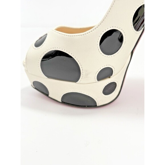 Christian Louboutin Polka Dot Peep Toe Platform Slingback Heels Patent Y2K Sz 36 - Picture 14 of 16